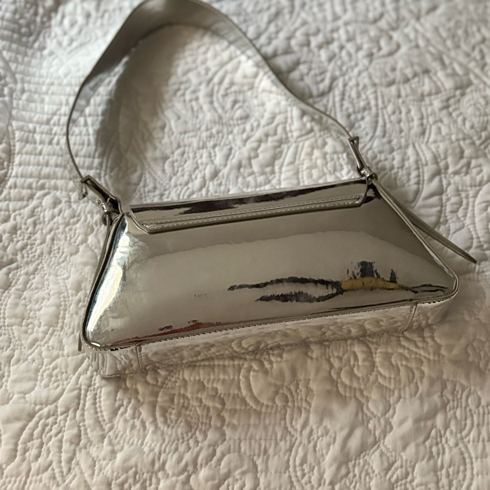 Zara Metallic Silver Shoulder Bag
